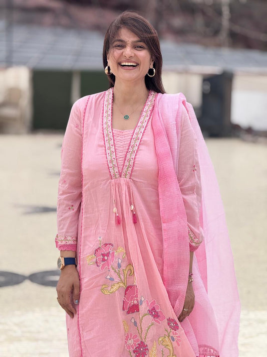 Baby Pink Cotton Suit Set