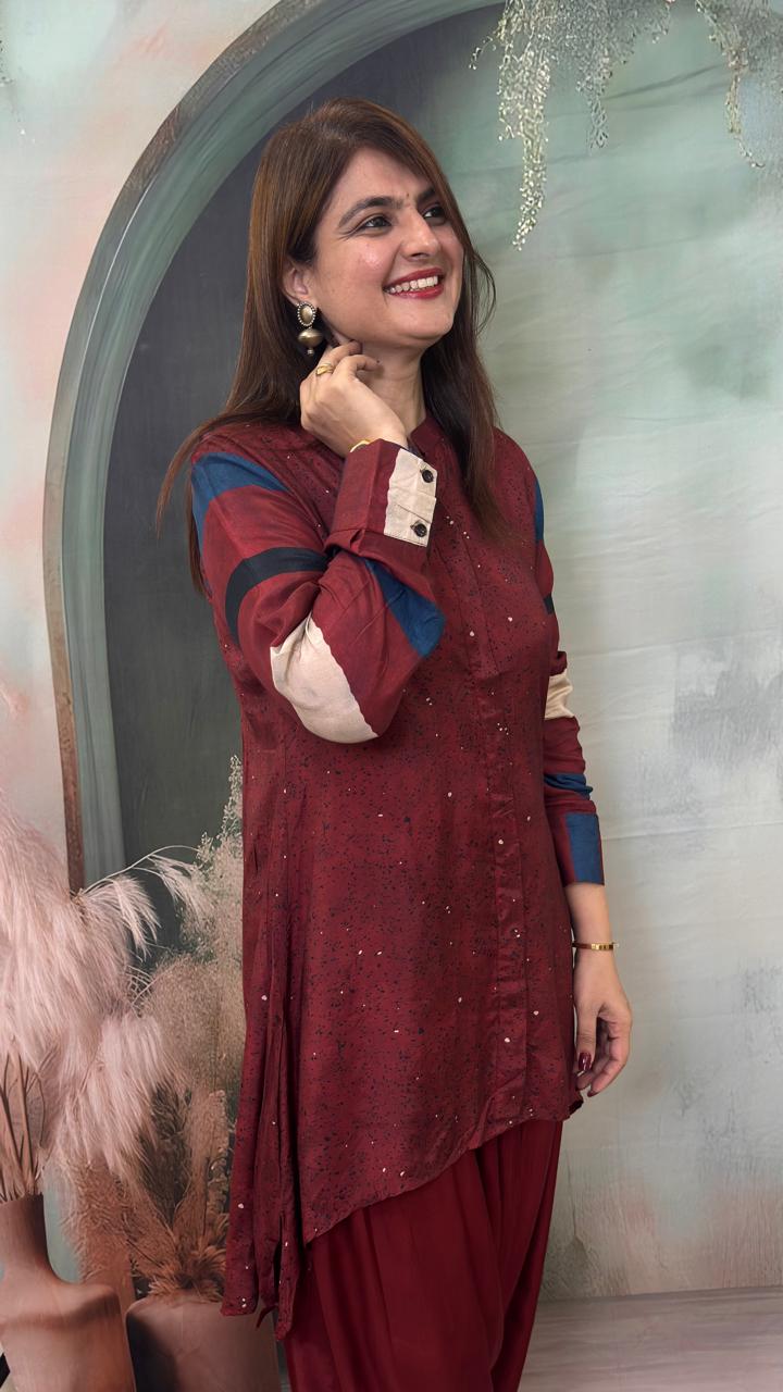 Ajrakh Block Print 3-Piece Co-ord Set