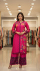 Pink Floral And Black Patterned Kurta And Pant Co-ord Set