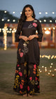 Black Floral Printed Tunic And Pant Set