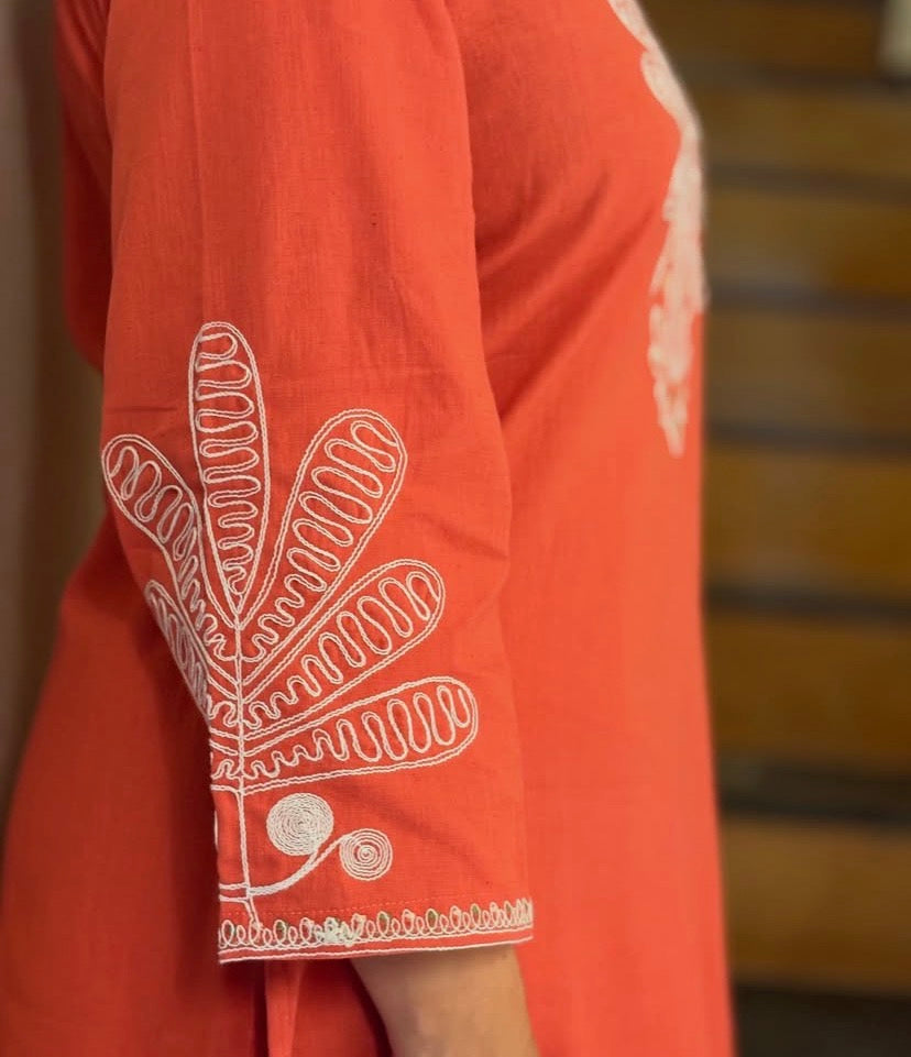 Peach Embroidered Farsi Salwar Co-ord Set