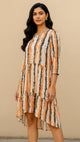 Stylish Orange and Black printed Western dress
