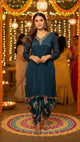 Blue Short Kurti With Dhoti Set