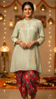 Green Short Kurti With Red Dhoti Set