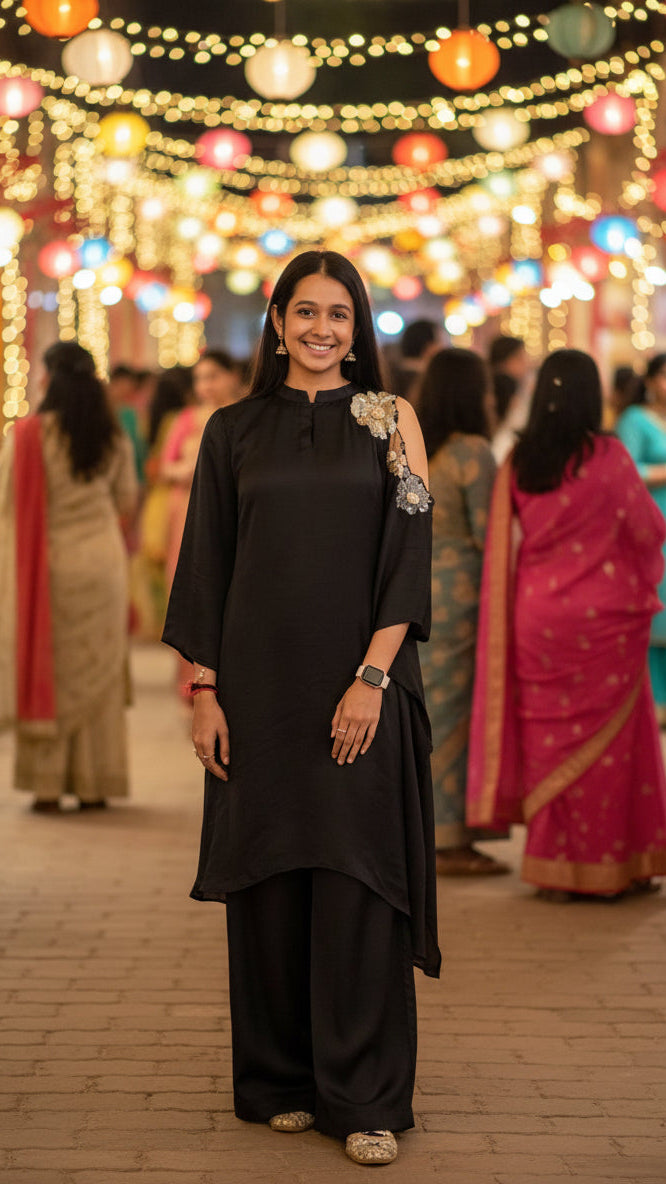 Black Party Wear Co-ord Set