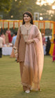 Brown Kurta with Pants and Dupatta