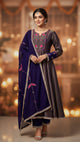 Kanjivaram Simmer Tissue Silk Full-Sleeve Anarkali Kurta With Pant And Dupatta Set