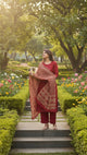 Brick Red Cotton Kurti Set With Dupatta