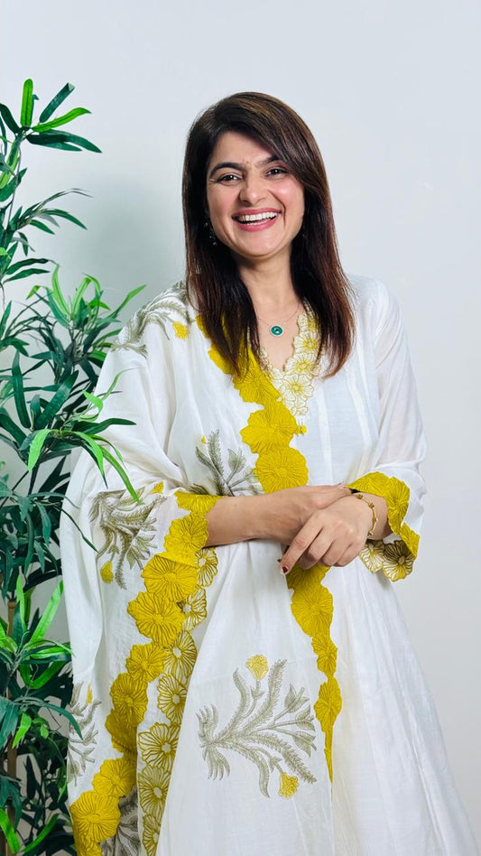Ivory Banarsi Mulchanderi Suit Set