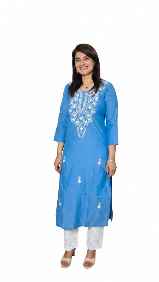Sky Blue Kurti Pant Set