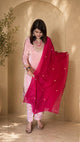 Pink Silk Kurta Pant With Dupatta Set