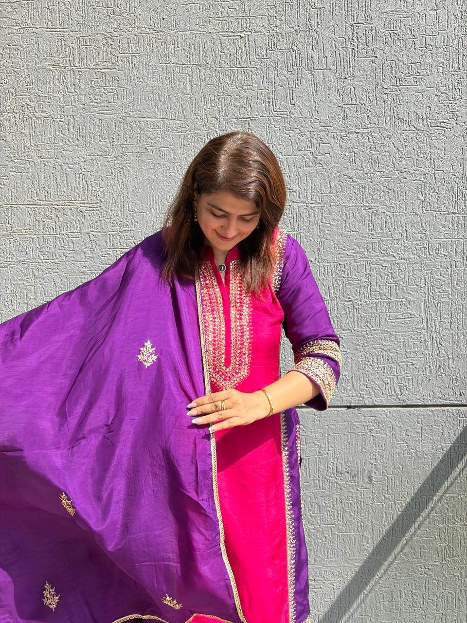 Rani Pink & Royal Purple Suit Set