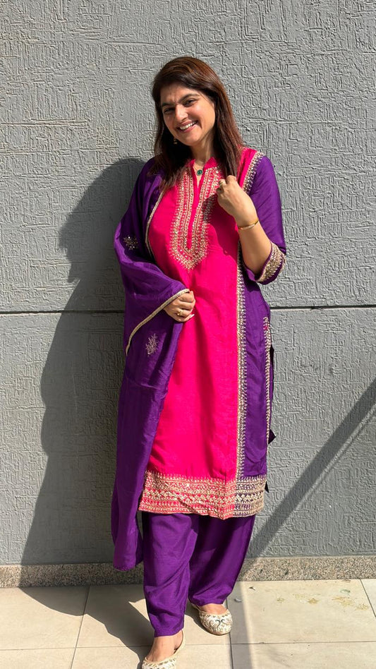 Rani Pink & Royal Purple Suit Set