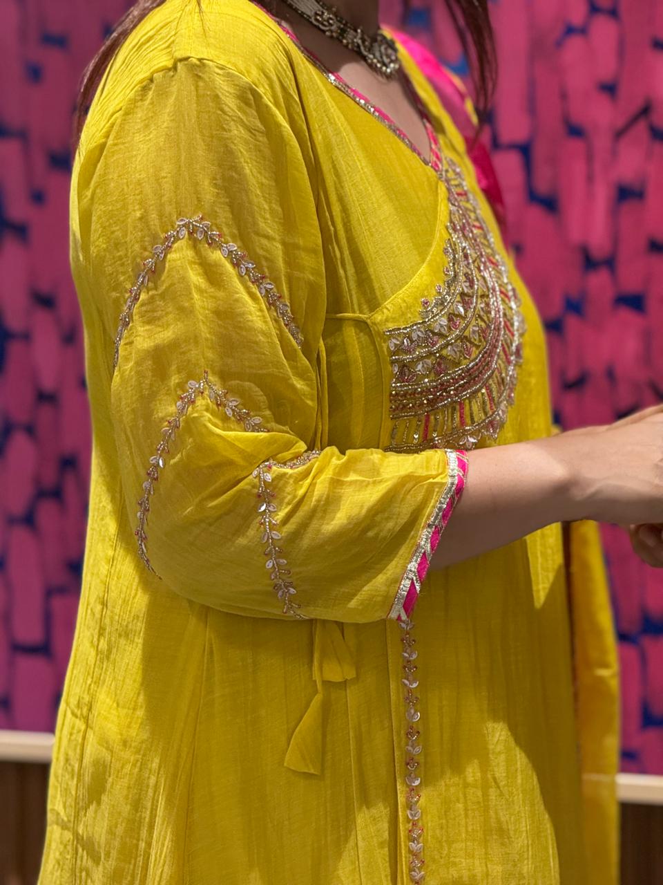 Pure Mulchanderi Angrakha A Line Suit Set