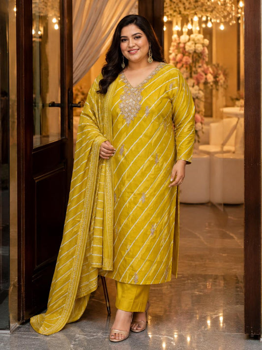 Mustered Yellow Cotton Suit Set