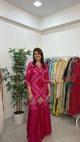 Rani Pink HO Silk Leheriya Embroidered Kurti Palazzo Set