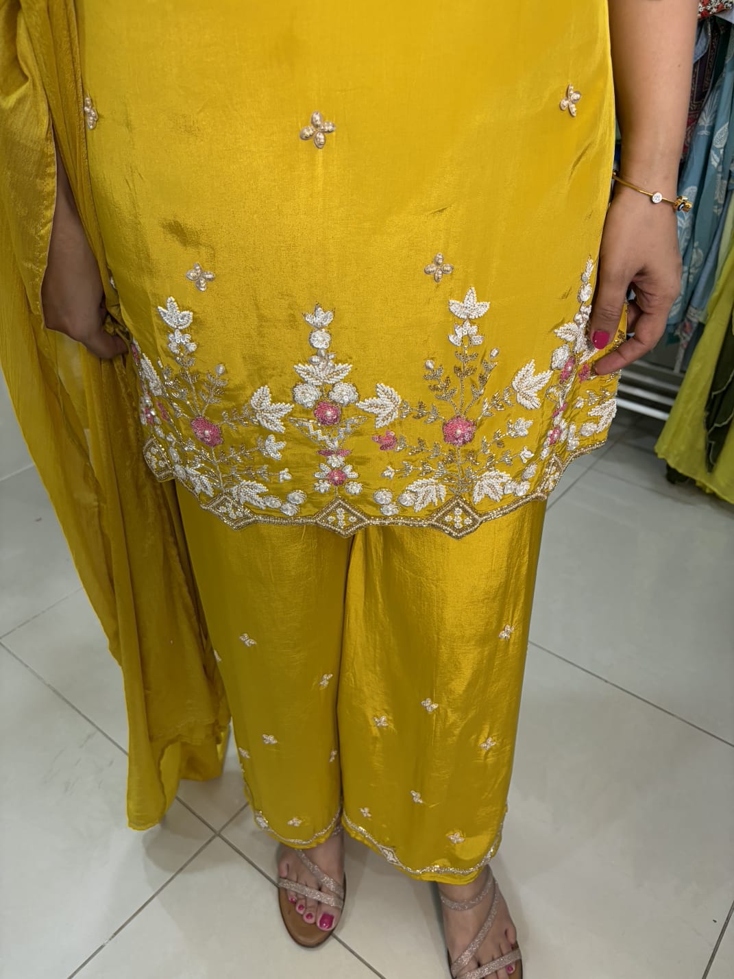Mustard Yellow Embellished Festive Suit Set with Dupatta