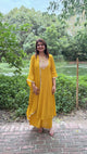 Mustard Yellow Embroidered Festive Kurta Palazzo Set with Dupatta