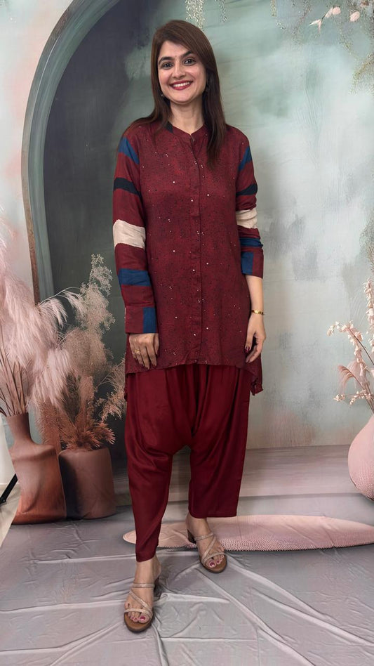 Ajrakh Block Print 3-Piece Co-ord Set