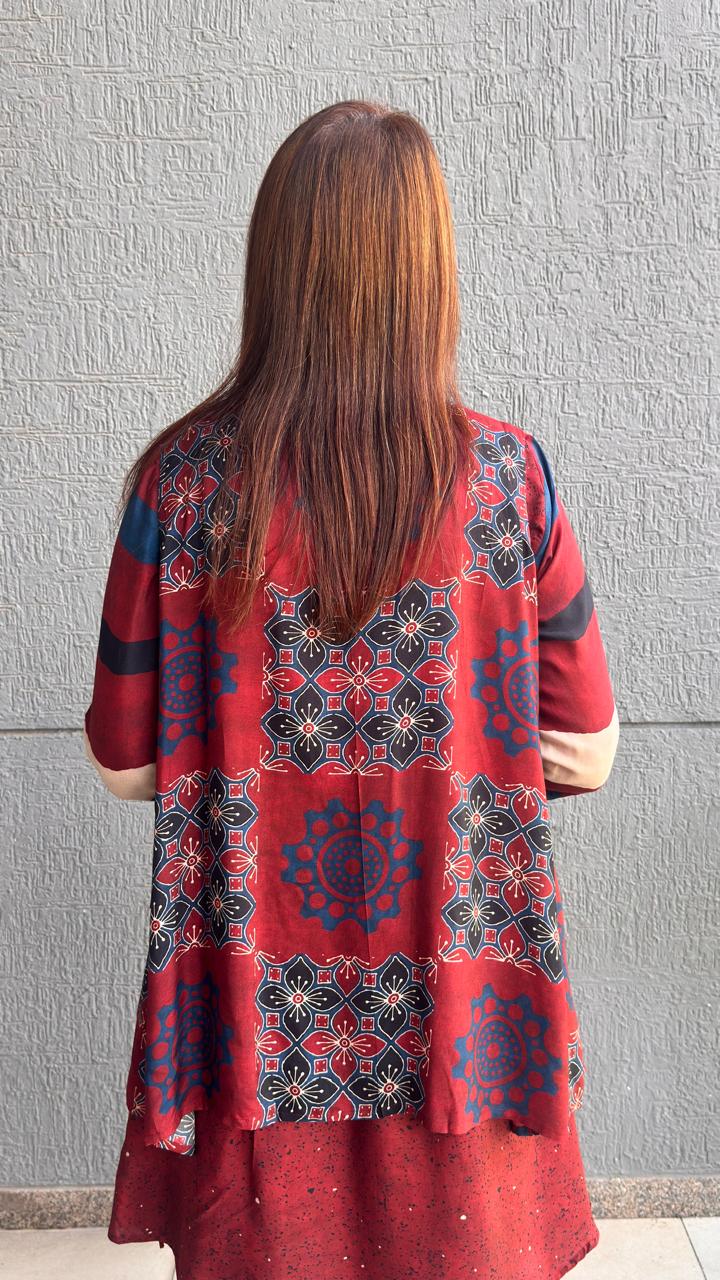 Ajrakh Block Print 3-Piece Co-ord Set
