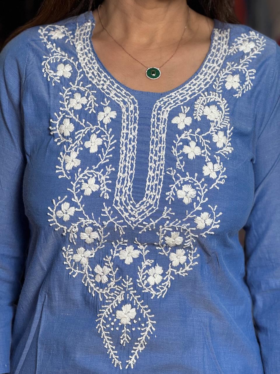 Sky Blue Kurti Pant Set