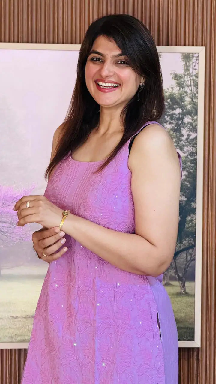 Short Lucknowi Pink Palazzo Set