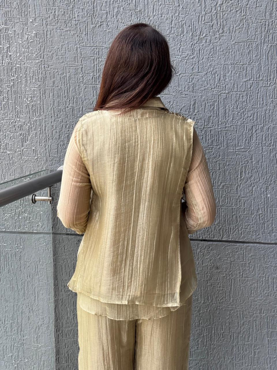 Golden Organza Tissue Co-ord Set