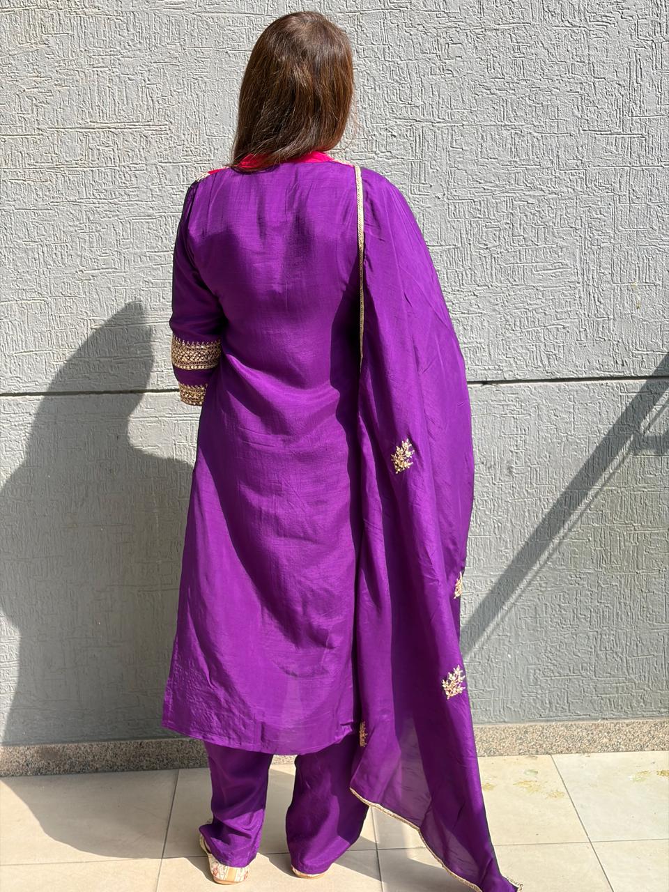 Rani Pink & Royal Purple Suit Set