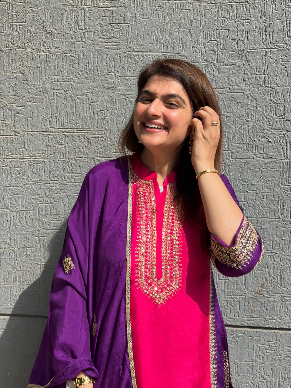 Rani Pink & Royal Purple Suit Set