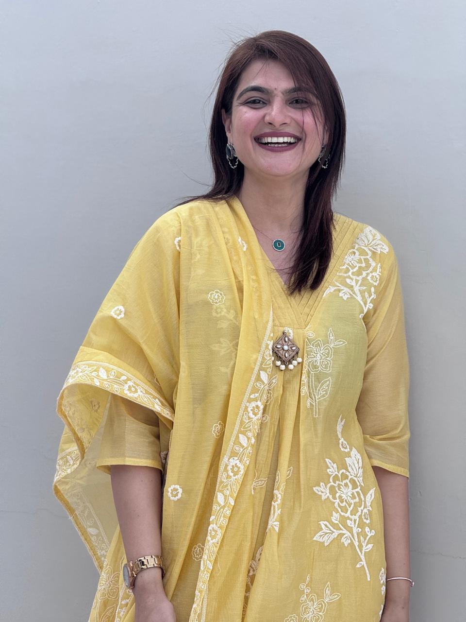 Yellow Mul Cotton Suit Set