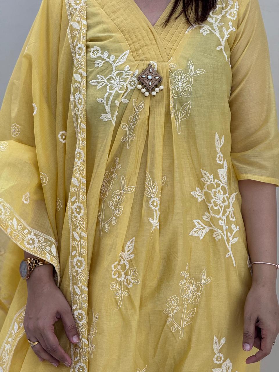 Yellow Mul Cotton Suit Set