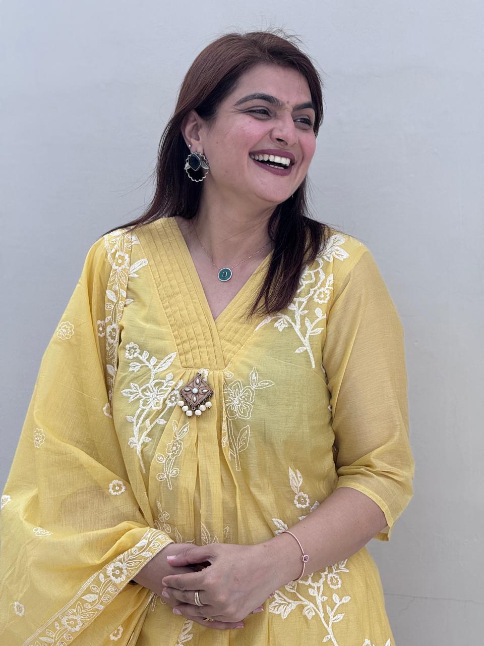 Yellow Mul Cotton Suit Set