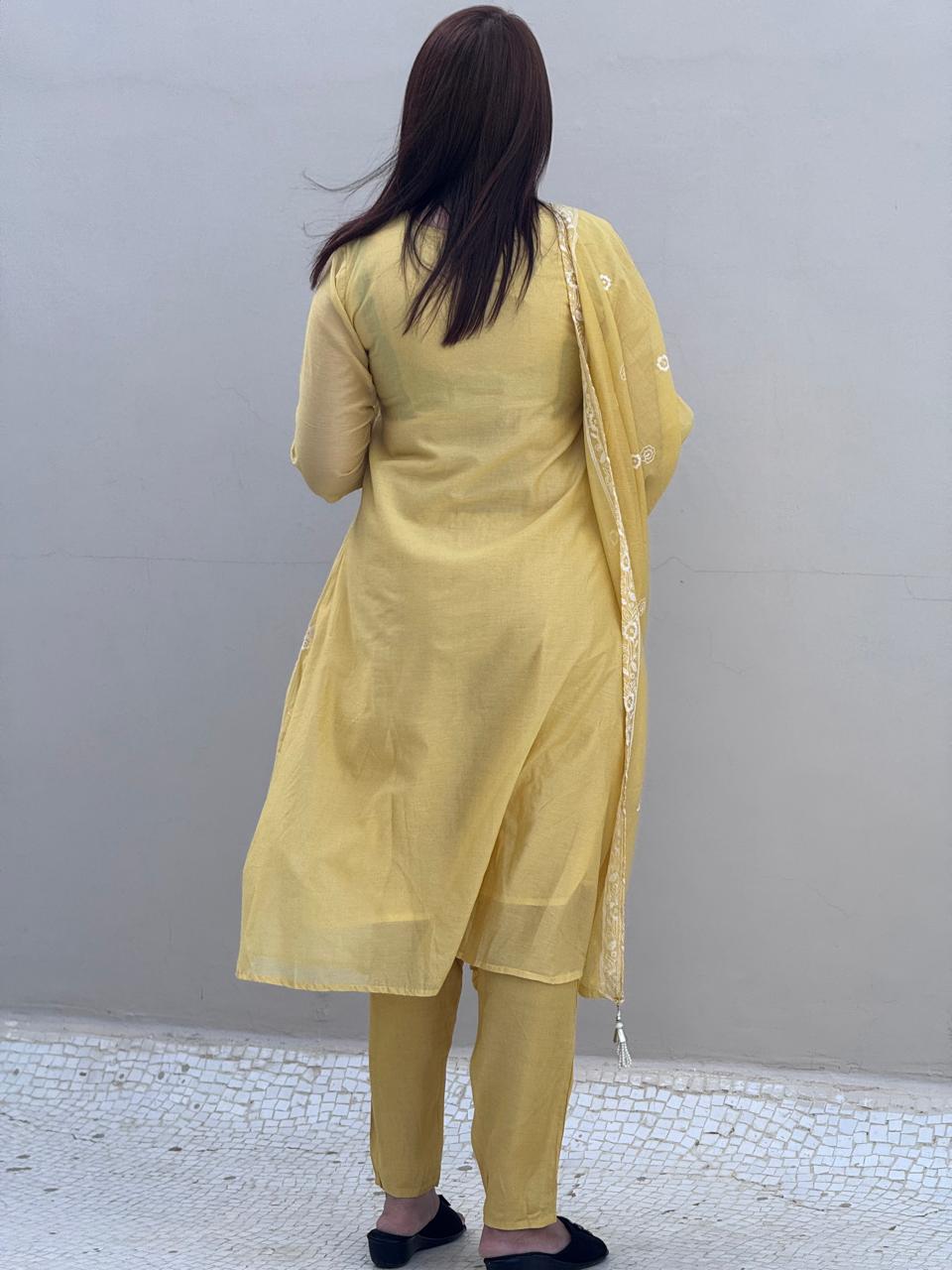 Yellow Mul Cotton Suit Set