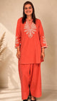 Peach Embroidered Farsi Salwar Co-ord Set
