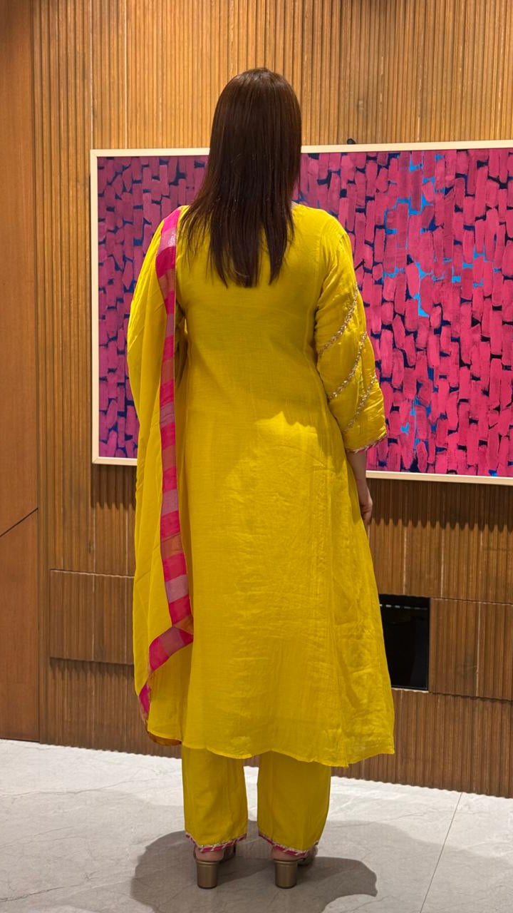 Pure Mulchanderi Angrakha A Line Suit Set