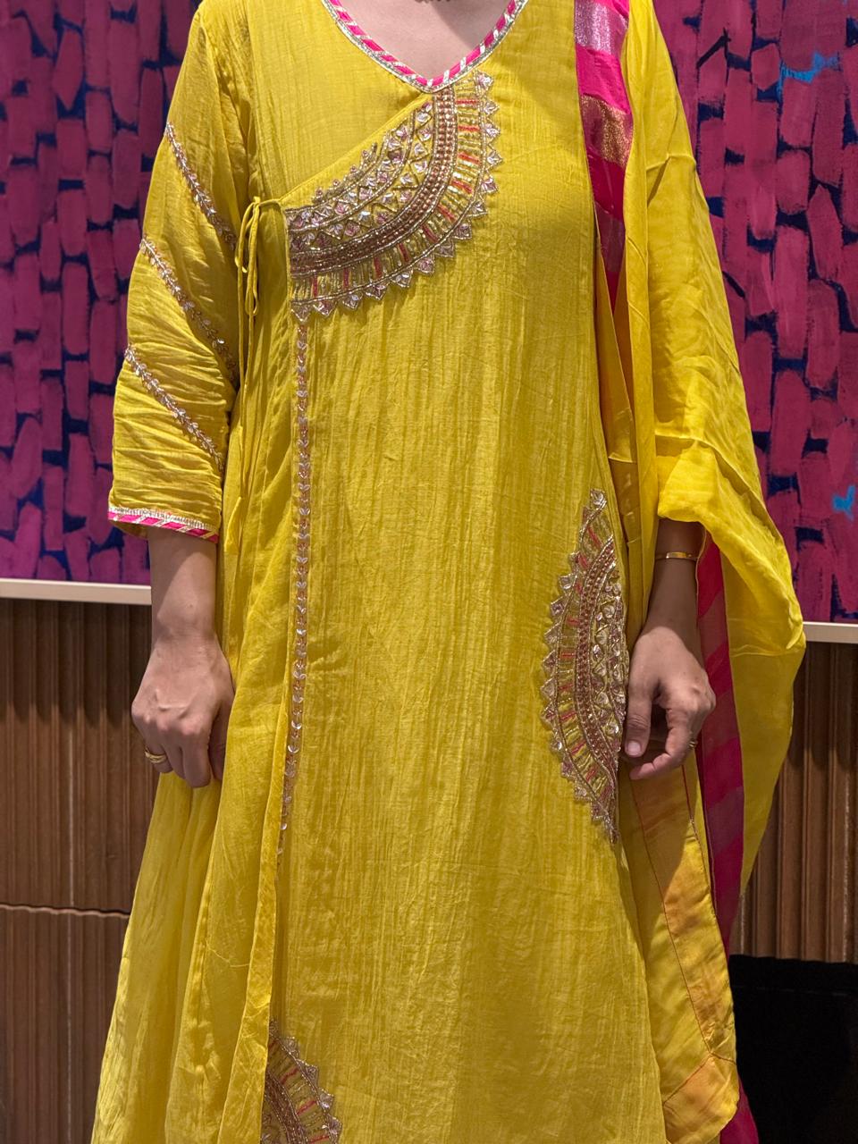 Pure Mulchanderi Angrakha A Line Suit Set