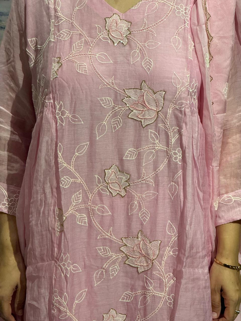 Meher Pink Floral Suit Set