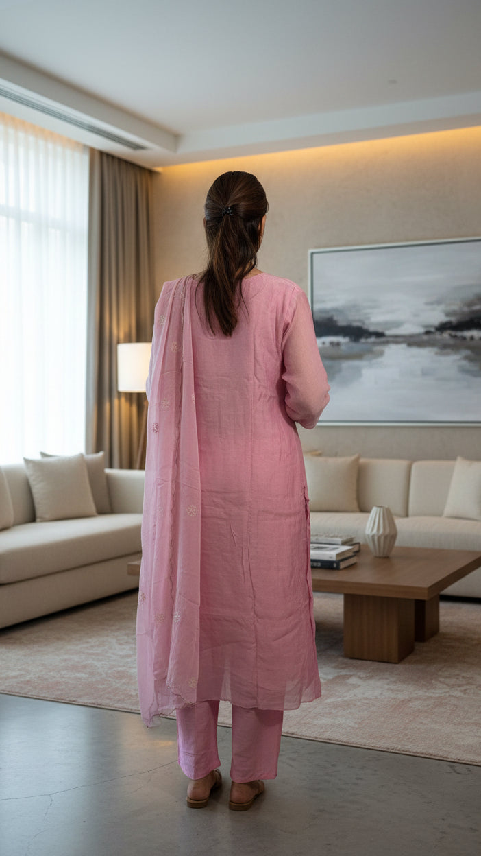 Meher Pink Floral Suit Set