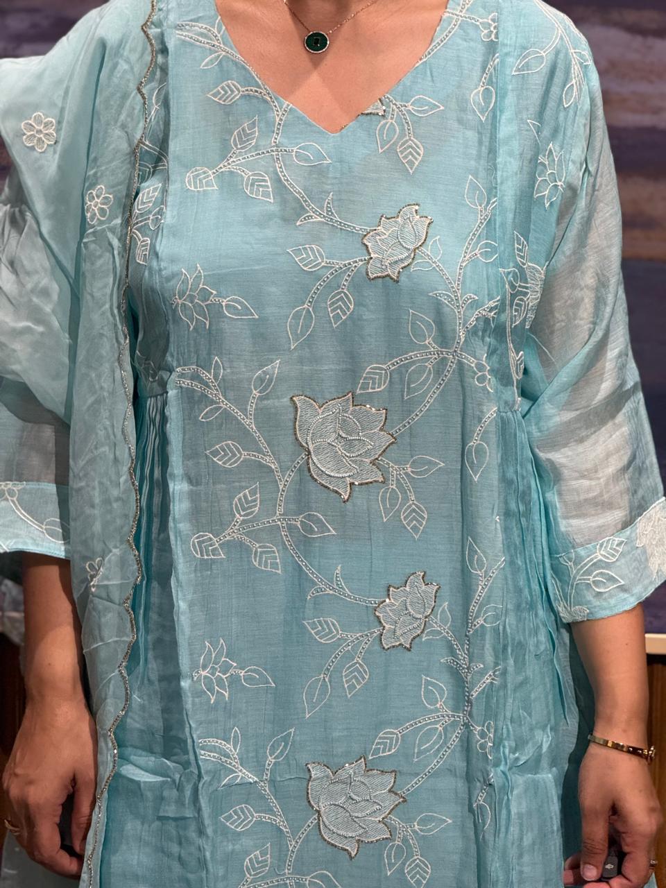 Zoya Aqua Floral Suit Set