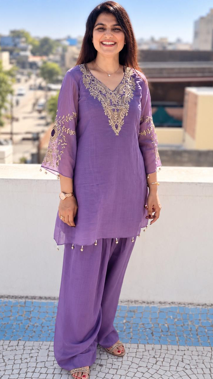 Purple Ethnic Kurta And Salwar Suit Set