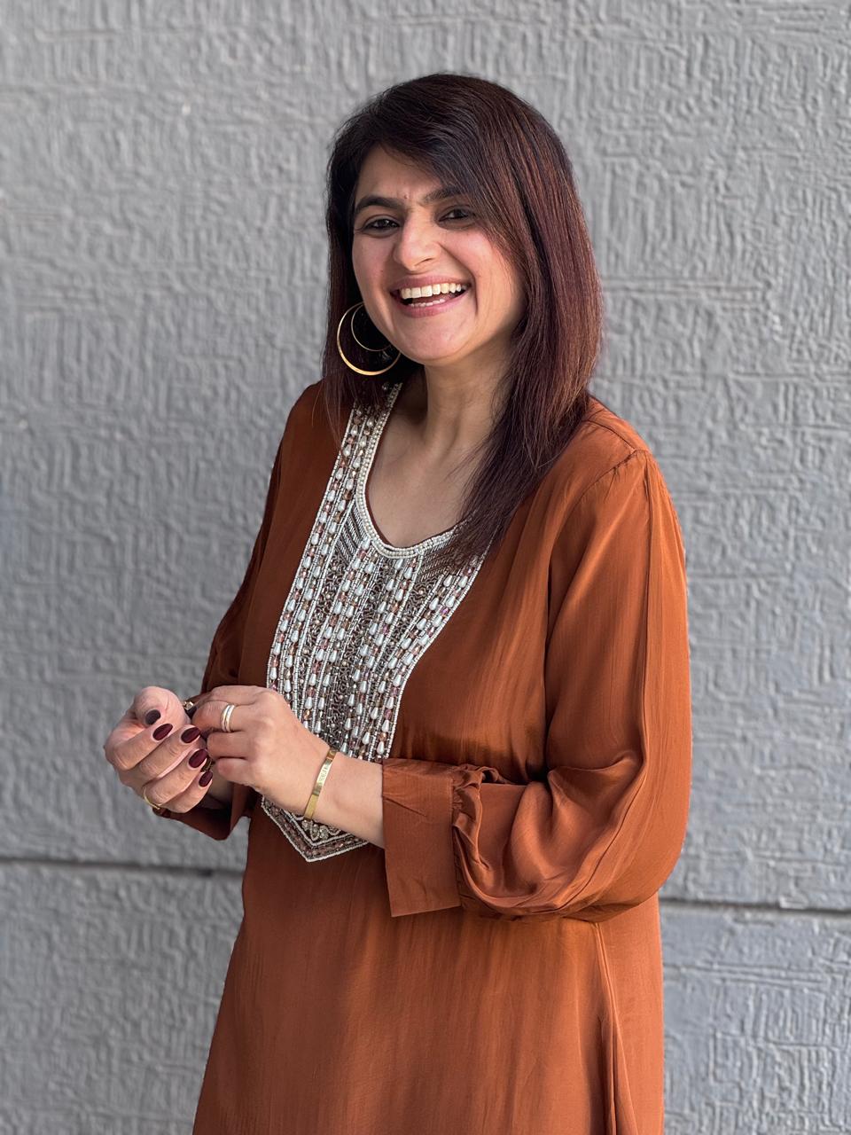 Rust Colored Kurta And Pant Set
