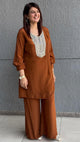 Rust Colored Kurta And Pant Set