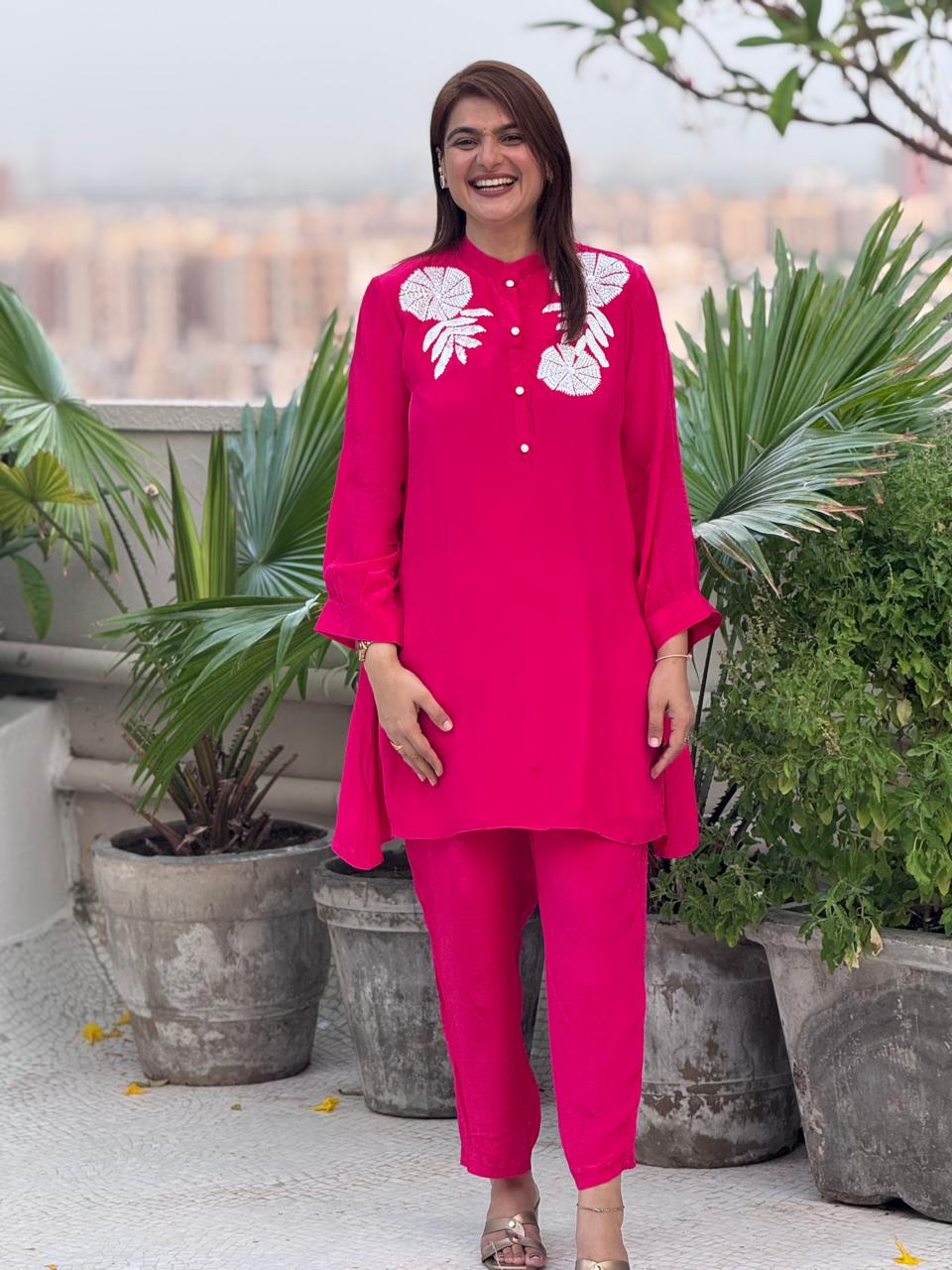 Pink kurti And Pants Co-ord Set