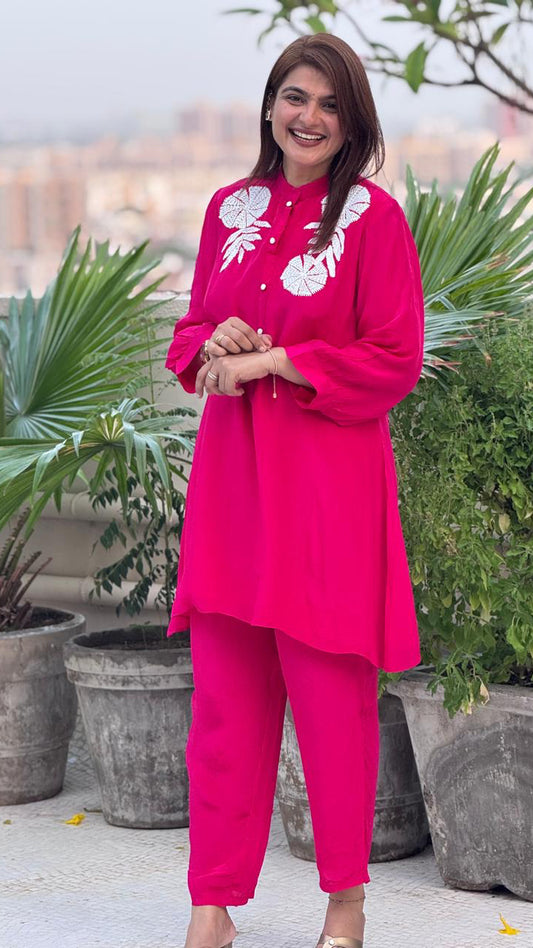 Pink kurti And Pants Co-ord Set