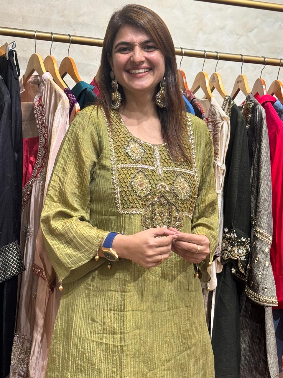 Olive Green Ethnic Co-ord Set