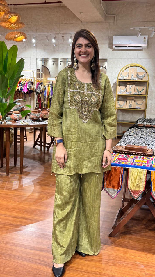 Olive Green Ethnic Co-ord Set